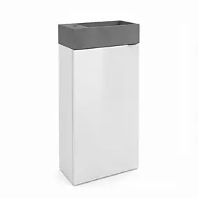 Meuble lave-mains à poser blanc brillant l.44 cm Imandra + plan vasque béton gris, GoodHome