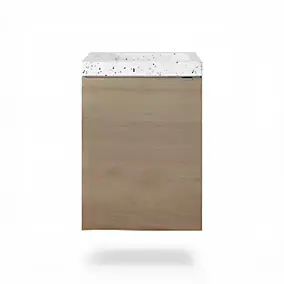 Meuble lave-mains à poser effet chêne l.44 cm Imandra + plan vasque terrazzo, GoodHome