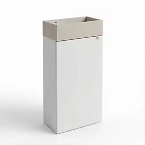Meuble lave-mains à poser blanc mat l.44 cm Imandra + plan vasque béton beige moucheté, GoodHome