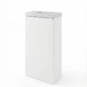 Meuble lave-mains à poser blanc mat l.44 cm Imandra + plan vasque effet marbre blanc, GoodHome