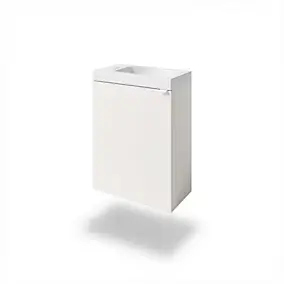 Meuble lave-mains suspendu blanc mat l.44 cm Imandra + plan vasque blanc céramique Nira, GoodHome