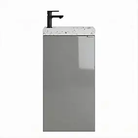 Meuble lave-mains à poser gris brillant l.44 cm Imandra + plan vasque terrazzo, GoodHome