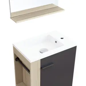 Ensemble meuble salle de bain miroir noir TAMORA - L. 50 cm
