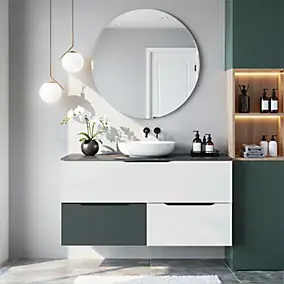 Ensemble meubles de salle de bains Kentia l.120 cm blanc mat et vert forêt