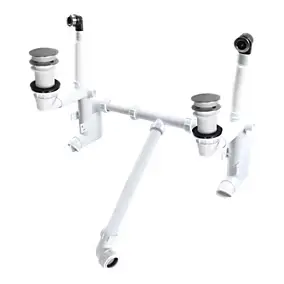 Kit de vidage réglable pour double vasque avec 2 siphons et bondes, blanc, GoodHome