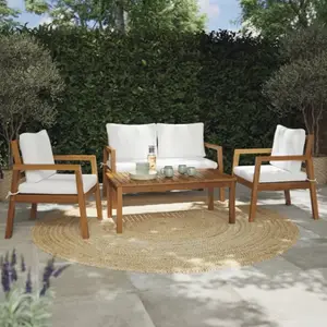 Salon de jardin en bois 4 places avec coussins beiges "TALICA"