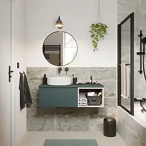 Ensemble meubles de salle de bains Kentia l.60 cm blanc mat et vert forêt