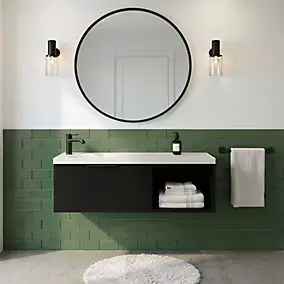 Ensemble meubles de salle de bains Kentia l.100 cm noir mat avec plan vasque Kentia