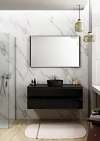 Meuble vasque suspendu noir mat et verre fumé l.120 cm + plan de toilette noir mat résine pour 1 vasque, Pura+