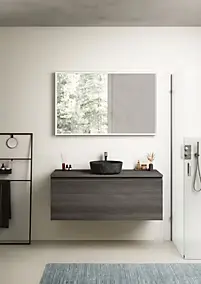 Meuble vasque suspendu effet chêne Metz l.120 cm + plan de toilette effet chêne Metz pour 1 vasque, Pura+