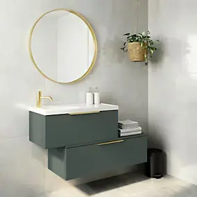 Ensemble meubles de salle de bains Kentia vert forêt avec plan vasque Kentia l.80 cm