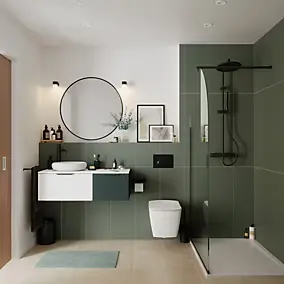 Ensemble meubles de salle de bains Kentia l.100 cm blanc et vert forêt