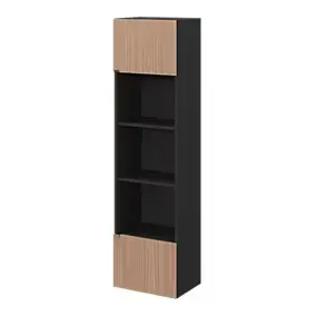 Armoire penderie 2 portes battantes effet chêne chaud et noir GoodHome Atomia H. 187 x L. 50 x P. 35 cm
