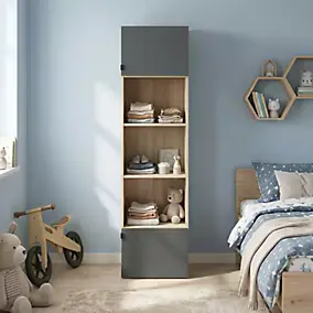 Armoire penderie 2 portes battantes anthracite et effet chêne GoodHome Atomia H. 187 x L. 50 x P. 35 cm