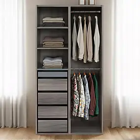 Dressing ouvert effet chêne grisé GoodHome Atomia H. 187 x L. 100 x P. 58 cm