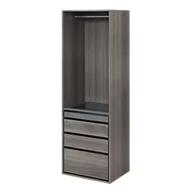 Dressing effet chêne grisé4 tablettes 3 tiroirs GoodHome Atomia H. 225 x L. 75 x P. 58 cm