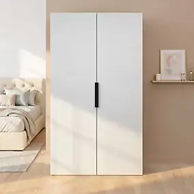 Armoire penderie 2 portes battantes gris et effet chêne grisé GoodHome Atomia H. 187 x L. 100 x P. 45 cm