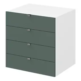Commode vert forêt et blanc avec 4 tiroirs GoodHome Atomia H. 75 x L. 75 x P. 58 cm