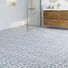 Mosaïque sol et mur en pierre gris clair L.30,5 x l.30,5 cm x ép.8 mm, Malaca