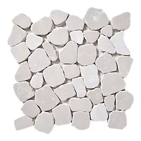 Mosaïque sol et mur en pierre beige L.31 x l.31,5 cm x ép.8 mm, Malaca
