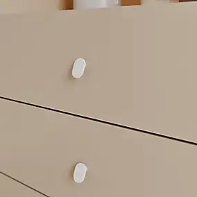 Bouton de meuble ovale en aluminium blanc mat Ø3,3 cm GoodHome Minzh