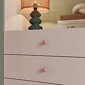 4 boutons de meuble ronds en porcelaine et métal rose Ø.3 cm GoodHome Edern