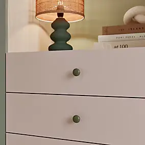 4 boutons de meuble ronds en porcelaine et métal vert Ø.3 cm GoodHome Edern