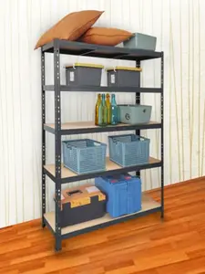 Étagère bois métal gris 200kg - H.180 x L.120 x P.40 cm