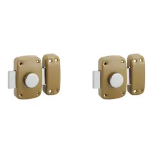 2 verrous à bouton cylindre 45 mm epoxy bronze, 3 clés