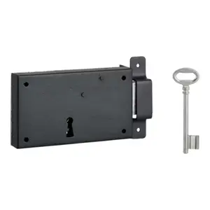 Serrure applique horizontale 140X80 droite noire, 1 clé