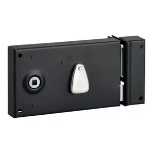 Serrure applique horizontale 1 2TR 140X80 droite noire, 1 clé