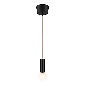 Monture pour suspension E27 métal noir mat et câble textile lin H.110 cm GoodHome Arborvitae