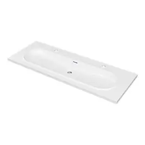 Plan double vasque en résine blanc l.120,4 cm GoodHome Cavally
