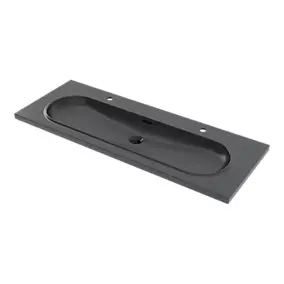 Plan double vasque noir en résine l.120,4 cm, GoodHome Cavally