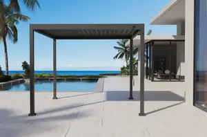 Pergola en aluminium et acier à lames orientables "MYRIS" - 294 x 294 x 235 cm