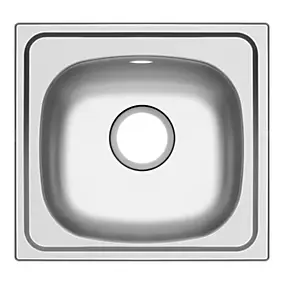 Évier à encastrer en inox 1 bac, L.46,5 x P.43,5 cm, GoodHome Bundt
