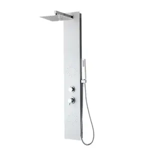 Colonne de douche en aluminium blanc tête carrée 140cm