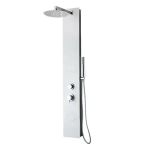 Colonne de douche en aluminium blanc tête ronde 140cm