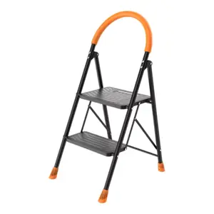 Marchepied pliable 2 marches en acier et plastique noir charge 150 kg - H. 92 cm