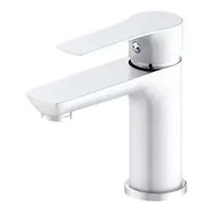 Mitigeur lavabo blanc et chromé avec bonde clic-clac WICIE