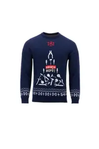 Pull de noël 2025 bleu motif sapin Brico Dépôt - S