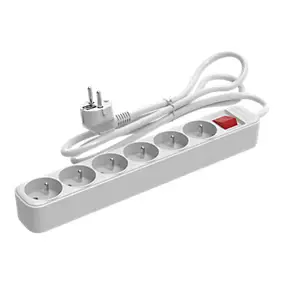 Bloc multiprise blanc avec interrupteur 6 prises 2P+T 1 m