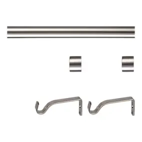 Kit de tringle à rideau extensible embout bouchon Odali 120/210 cm, Ø13/16 mm gris chromé satiné
