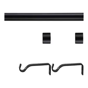 Kit de tringle à rideau extensible embout bouchon Odali 120/210 cm, Ø13/16 mm noir mat