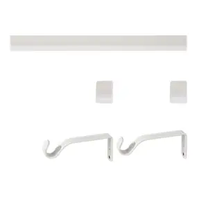 Kit de tringle à rideau extensible embout bouchon Odali 120/210 cm, Ø13/16 mm blanc mat