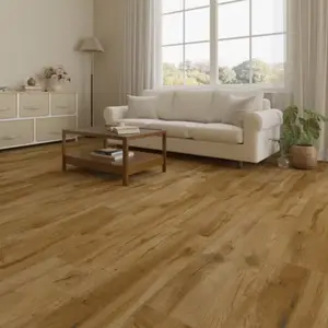 Sol PVC clipsable effet bois brut marron 4 mm 1220X305mm KINAT