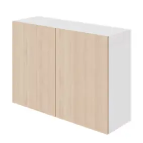 Meuble haut de cuisine avec 2 portes GoodHome Chia effet chêne clair et blanc L. 100 x H. 72 cm