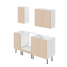 Cuisine complète GoodHome Chia effet chêne clair et blanc sans électroménager