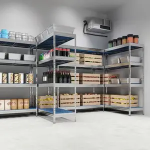 Étagère aluminium/résine 4 tablettes, charge : 700 kg - H. 180 x L. 110 x P. 50 cm