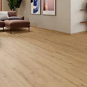 Carrelage sol et mur intérieur effet bois brut beige L.15 x l.90 cm x ép.9 mm, Lulea